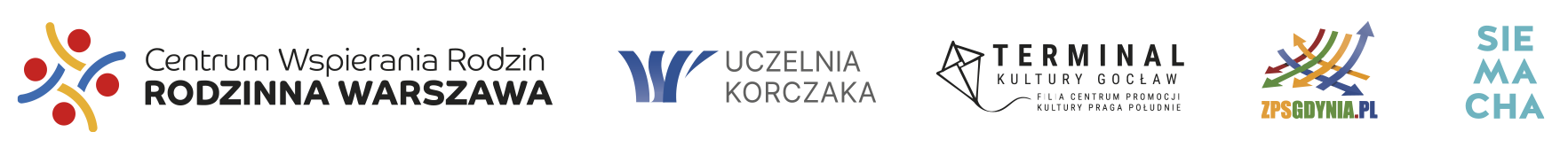 Logotypy: CWR RW, Uczelnia Korczaka, WCIES, Terminal Kultury, ZPS Gdynia, SIEMACHA